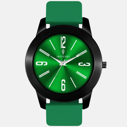 IMPERIOUS - THE ROYAL WAY Watches for Men Round Analogue Stainless Steel Dial Men Watch with Silicon Adjustable Strap Watches for Boys - (Dark Green)