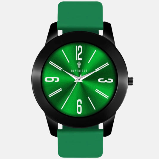 IMPERIOUS - THE ROYAL WAY Watches for Men Round Analogue Stainless Steel Dial Men Watch with Silicon Adjustable Strap Watches for Boys - (Dark Green)