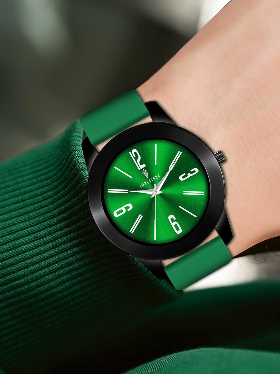 IMPERIOUS - THE ROYAL WAY Watches for Men Round Analogue Stainless Steel Dial Men Watch with Silicon Adjustable Strap Watches for Boys - (Dark Green)