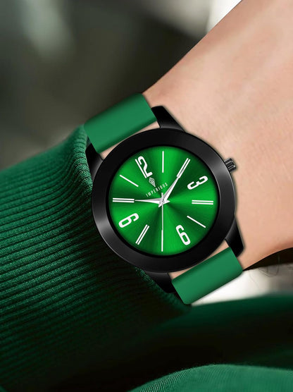 IMPERIOUS - THE ROYAL WAY Watches for Men Round Analogue Stainless Steel Dial Men Watch with Silicon Adjustable Strap Watches for Boys - (Dark Green)