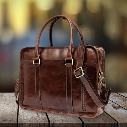 Laptop Messenger Organizer Bag/Shoulder Sling Office Bag (Brown - 14 inch)