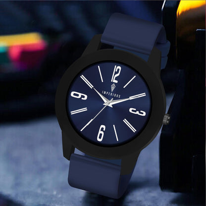 IMPERIOUS - THE ROYAL WAY Watches for Men Round Analogue Stainless Steel Dial Men Watch with Silicon Adjustable Strap Watches for Boys