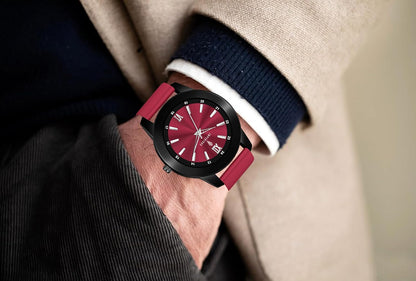 IMPERIOUS - THE ROYAL WAY Watches for Men Round Analogue Stainless Steel Dial Men Watch with Silicon Adjustable Strap Watches for Mens (Maroon)