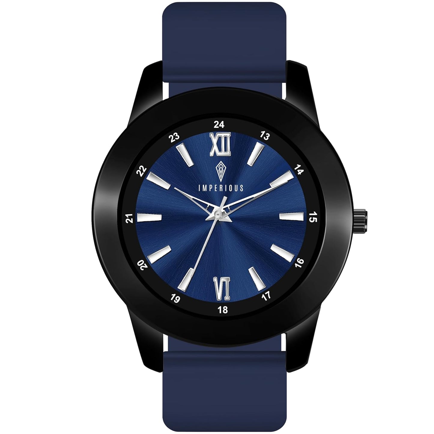 IMPERIOUS - THE ROYAL WAY Watches for Men Round Analogue Stainless Steel Dial Men Watch with Silicon Adjustable Strap Watches for Mens (Blue)