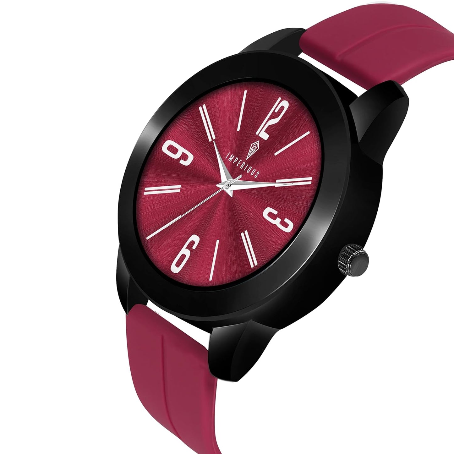 IMPERIOUS - THE ROYAL WAY Watches for Men Round Analogue Stainless Steel Dial Men Watch with Silicon Adjustable Magnetic Clasp Strap Watches for Mens (Maroon)