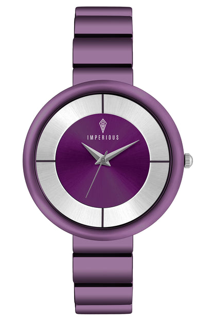 Imperious Wrist Watch for Women, Branded Stylish Analogue Dial Ladies Watch - Water Resistant, Stainless Steel & Classy Purple