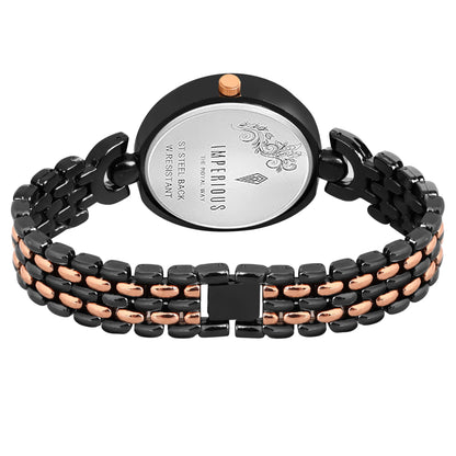 IMPERIOUS - THE ROYAL WAY Women's Round Dial Quartz Movement Studded Dial Watch | Analogue Quartz Movement Ladies Watch | Black