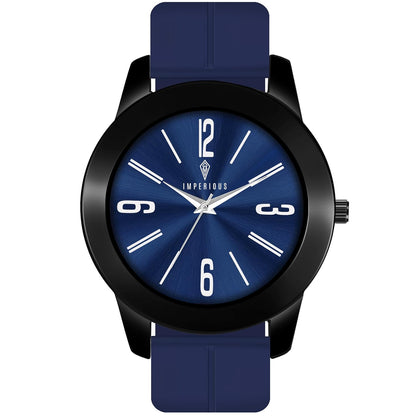 IMPERIOUS - THE ROYAL WAY Watches for Men Round Analogue Stainless Steel Dial Men Watch with Silicon Adjustable Magnetic Clasp Strap Watches for Mens (Blue)