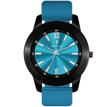 IMPERIOUS - THE ROYAL WAY Watches for Men Round Analogue Stainless Steel Dial Men Watch with Silicon Adjustable Strap Watches for Mens (Sea Green)