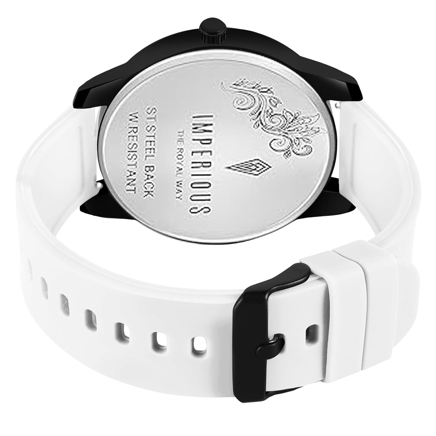 IMPERIOUS - THE ROYAL WAY Watches for Men Round Analogue Stainless Steel Dial Men Watch with Silicon Adjustable Strap Watches for Mens (White)