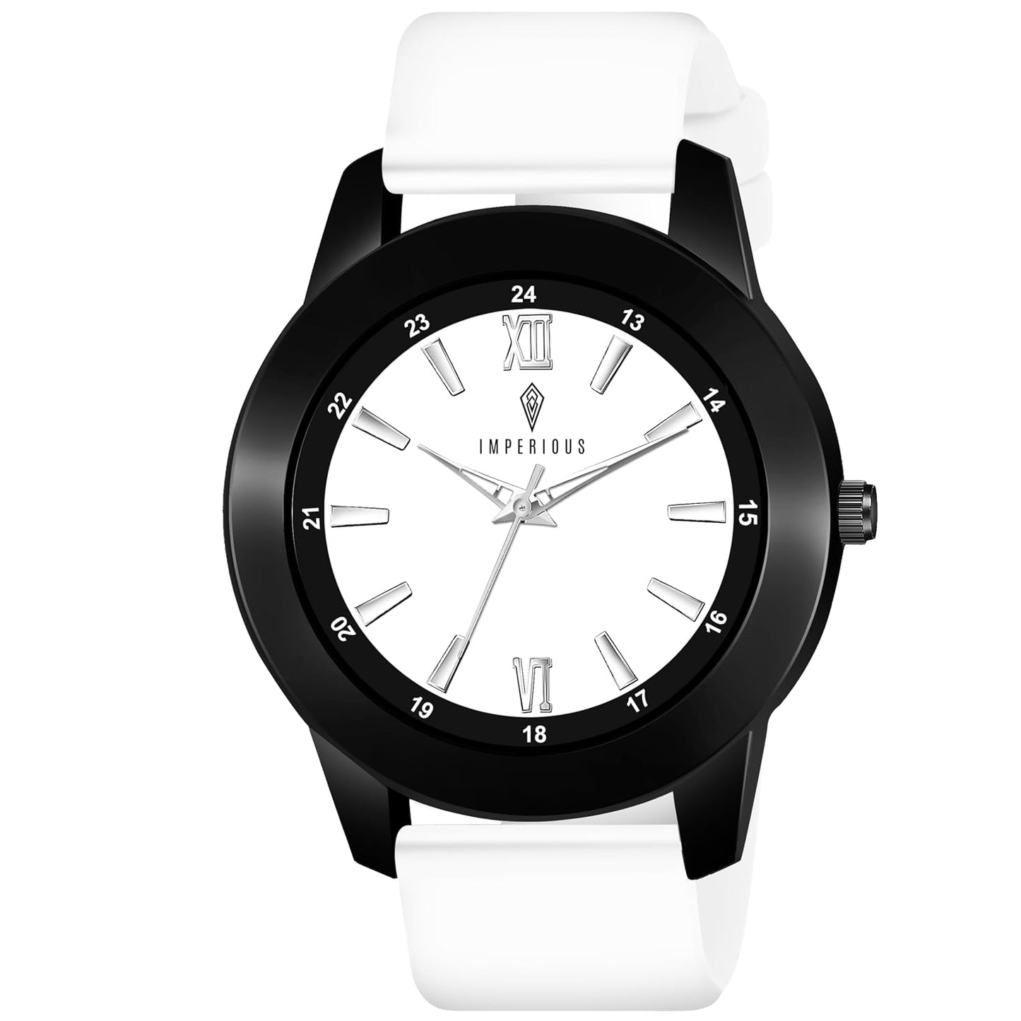 IMPERIOUS - THE ROYAL WAY Watches for Men Round Analogue Stainless Steel Dial Men Watch with Silicon Adjustable Strap Watches for Mens (White)