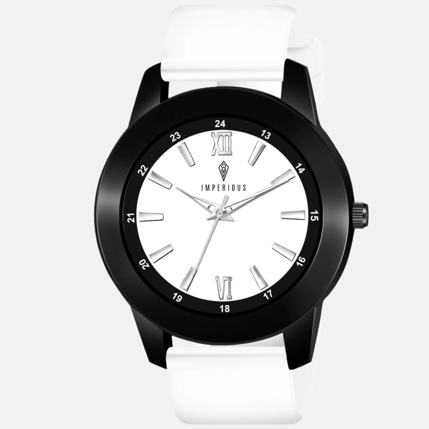 IMPERIOUS - THE ROYAL WAY Watches for Men Round Analogue Stainless Steel Dial Men Watch with Silicon Adjustable Strap Watches for Mens (White)