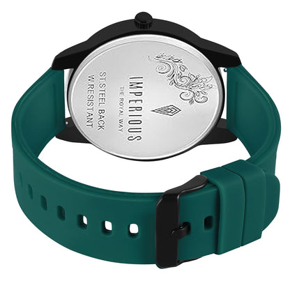 IMPERIOUS - THE ROYAL WAY Watches for Men Round Analogue Stainless Steel Dial Men Watch with Silicon Adjustable Strap Watches for Boys