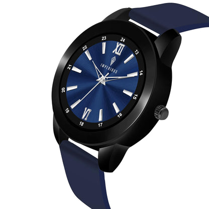 IMPERIOUS - THE ROYAL WAY Watches for Men Round Analogue Stainless Steel Dial Men Watch with Silicon Adjustable Strap Watches for Mens (Blue)
