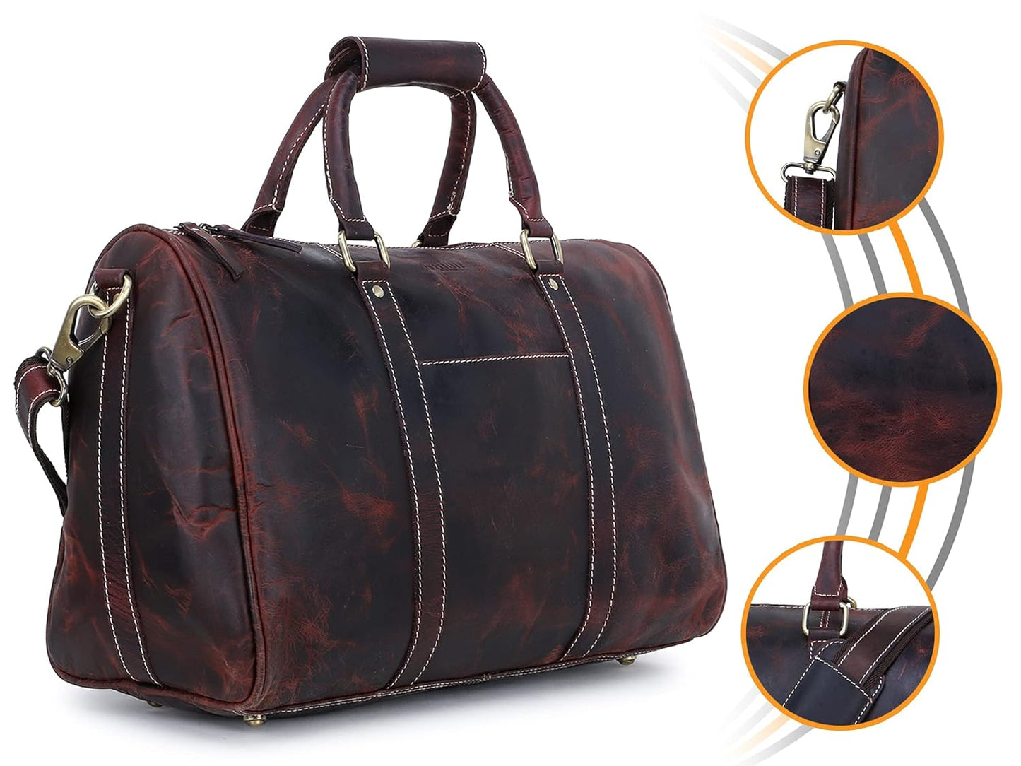 Duffel Bag Travel Luggage, Gym Shoulder Bag (Dark Brown)