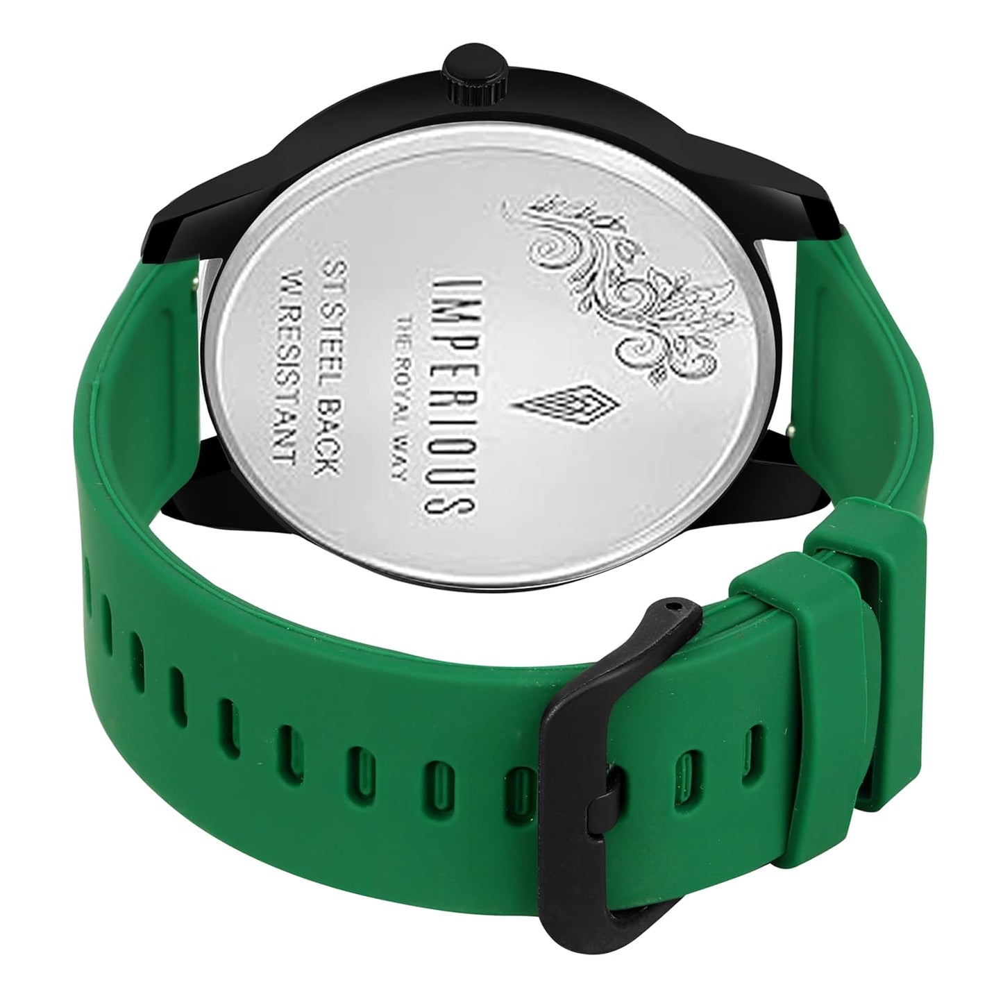 IMPERIOUS - THE ROYAL WAY Watches for Men Round Analogue Stainless Steel Dial Men Watch with Silicon Adjustable Strap Watches for Boys - (Dark Green)
