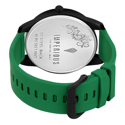 IMPERIOUS - THE ROYAL WAY Watches for Men Round Analogue Stainless Steel Dial Men Watch with Silicon Adjustable Strap Watches for Boys - (Dark Green)