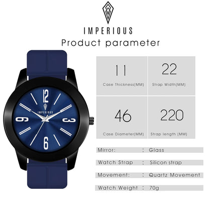 IMPERIOUS - THE ROYAL WAY Watches for Men Round Analogue Stainless Steel Dial Men Watch with Silicon Adjustable Magnetic Clasp Strap Watches for Mens (Blue)