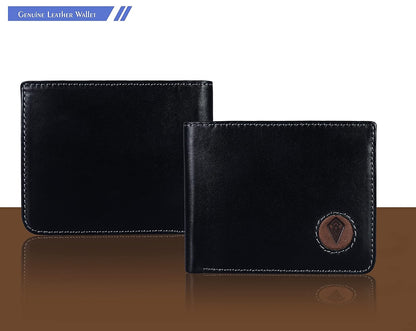 Men's Genuine Leather Bi-Fold RFID Wallet (Black)