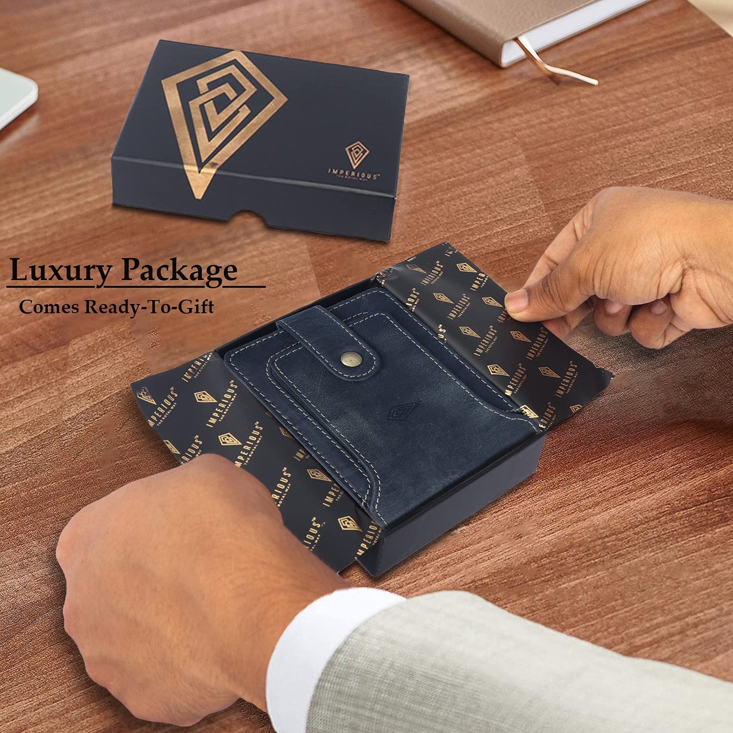 Vinatge Leather Wallet, 2 Fold Wallet with 9 Card Holder Slots (Italian Brown)