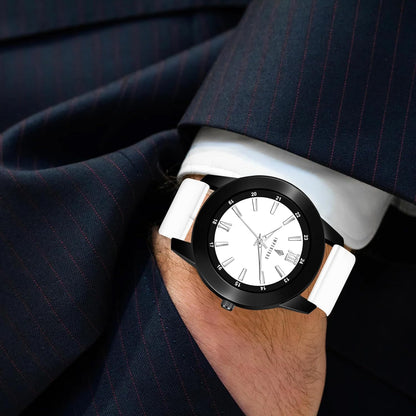 IMPERIOUS - THE ROYAL WAY Watches for Men Round Analogue Stainless Steel Dial Men Watch with Silicon Adjustable Strap Watches for Mens (White)