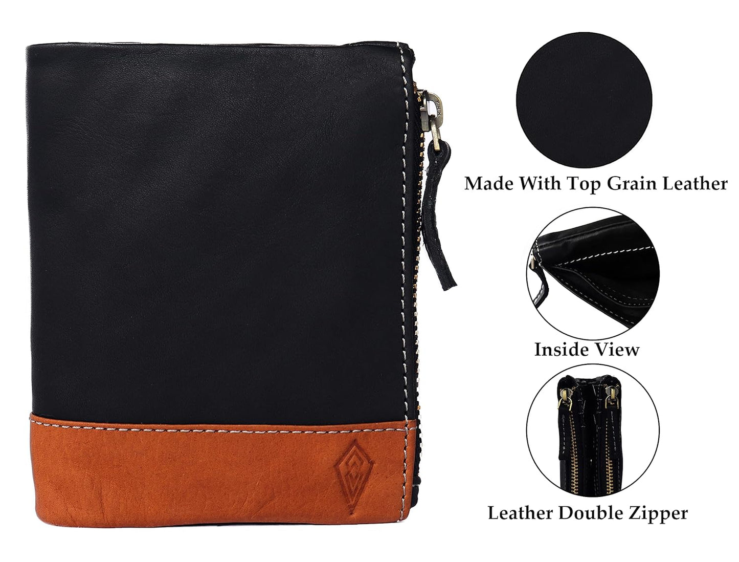 THE ROYAL WAY Vintage Navy Leather Men's RFID Blocking Wallet