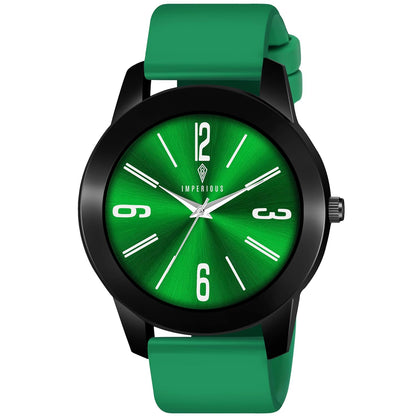 IMPERIOUS - THE ROYAL WAY Watches for Men Round Analogue Stainless Steel Dial Men Watch with Silicon Adjustable Strap Watches for Boys - (Dark Green)