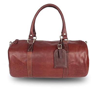 Pure Leather Duffel Bag - Travel Luggage, cross training bag (Brown)