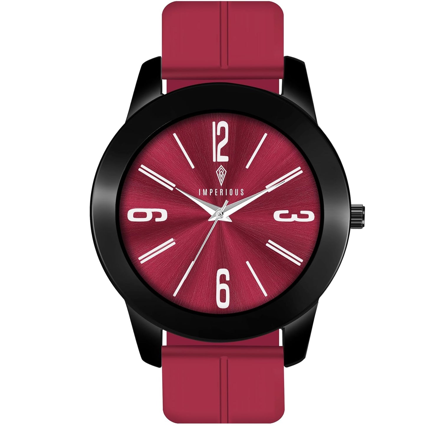 IMPERIOUS - THE ROYAL WAY Watches for Men Round Analogue Stainless Steel Dial Men Watch with Silicon Adjustable Magnetic Clasp Strap Watches for Mens (Maroon)