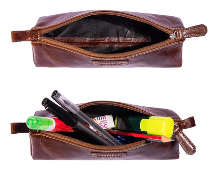 Leather Pencil Case Holder (Brown)