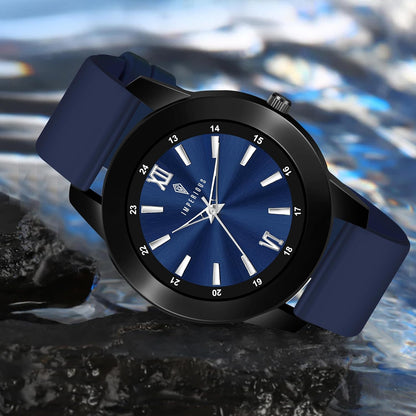 IMPERIOUS - THE ROYAL WAY Watches for Men Round Analogue Stainless Steel Dial Men Watch with Silicon Adjustable Strap Watches for Mens (Blue)