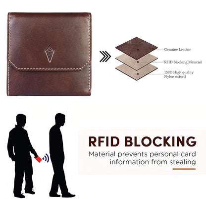 Unisex Leather Wallet, 8 Card Holder Slots, Slim Wallet (Italian Brown)