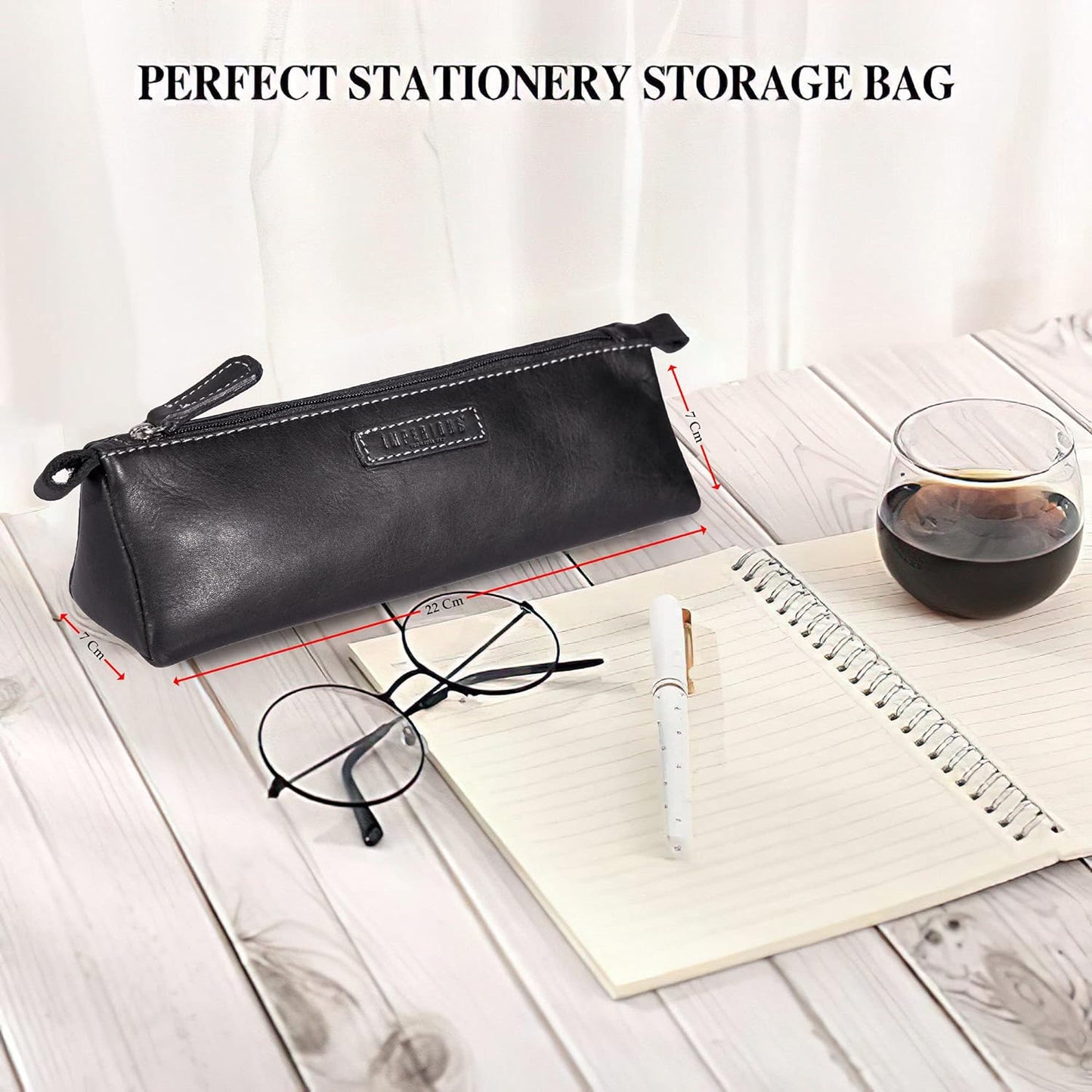Leather Pencil Case Holder (Black)