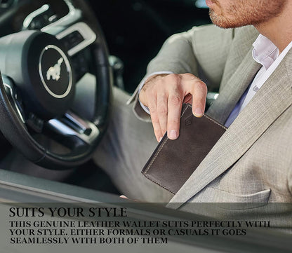 THE ROYAL WAY Olive Leather Men's RFID Blocking Wallet