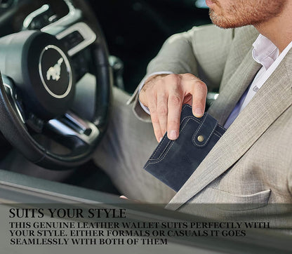 Vinatge Leather Wallet, 2 Fold Wallet with 9 Card Holder Slots (Italian Brown)