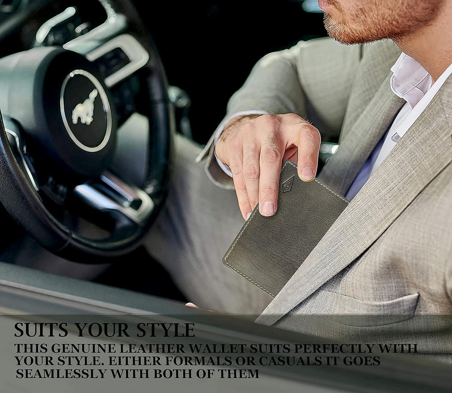 THE ROYAL WAY Green Leather Men's RFID Blocking Wallet