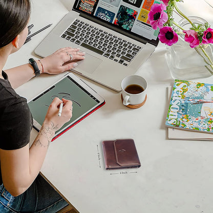 Unisex Leather Wallet, 8 Card Holder Slots, Slim Wallet (Italian Brown)
