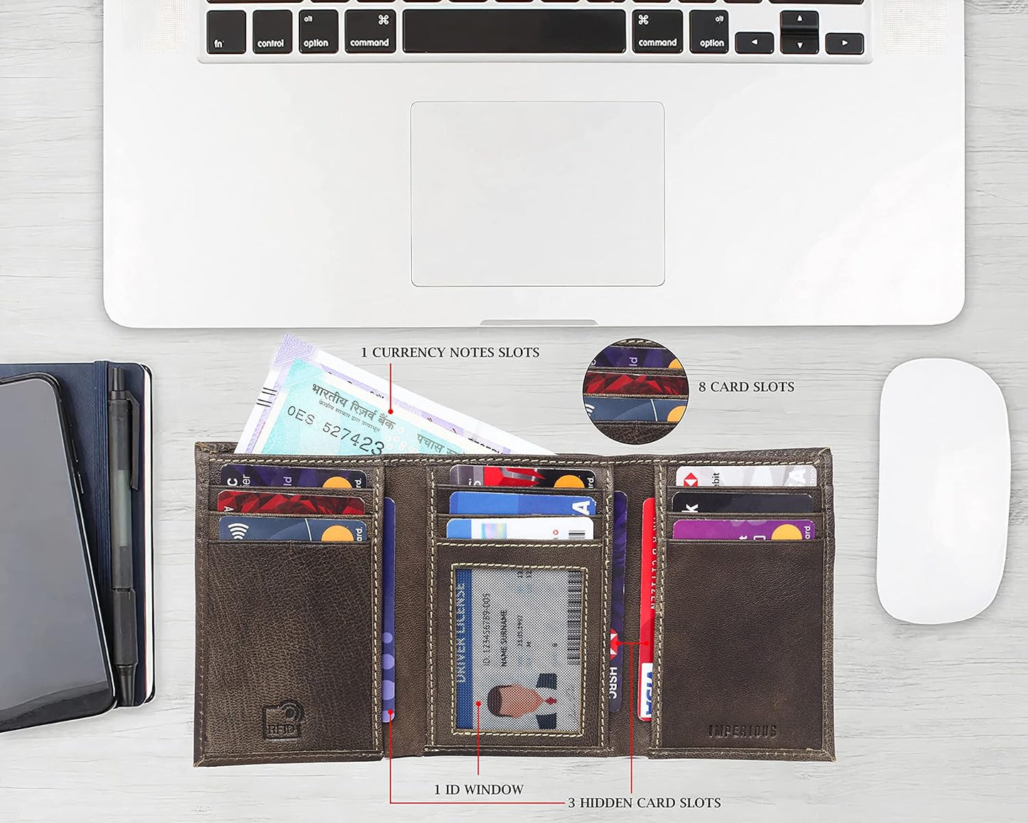 THE ROYAL WAY Olive Leather Men's RFID Blocking Wallet