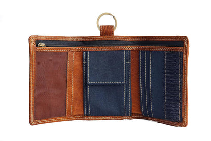 THE ROYAL WAY Tan Leather Men's Tri Fold RFID Blocking Wallet