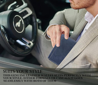 Original Leather Smart RFID protectioN, 3 Fold Wallet (Navy Blue)