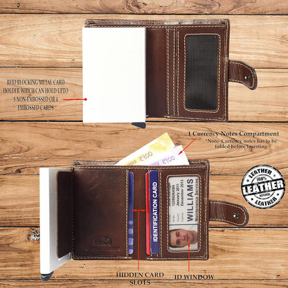 THE ROYAL WAY Men's and Women's Leather Debit Credit RFID Blocking Card Holder Wallet (Olive green)