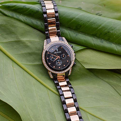 Imperious Stainless Steel Dial Wrist Watches for Women Stylish Belt Ladies Watch - Black Water Resistant Womens Watches