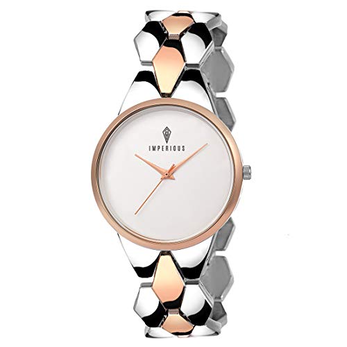 IMPERIOUS - THE ROYAL WAY Metal Analogue Women'S Branded Gold Silver Wrist Watches For Women (Dual Color Strap)