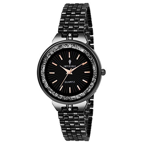 Imperious Analogue Women's Watch (Black Dial Black Colored Strap)