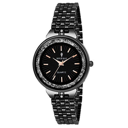 Imperious Analogue Women's Watch (Black Dial Black Colored Strap)