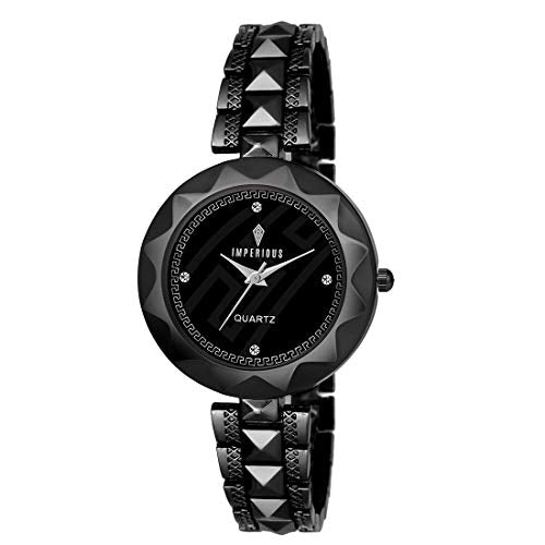 Imperious Analogue Women's Watch (Black Dial Black Colored Strap)