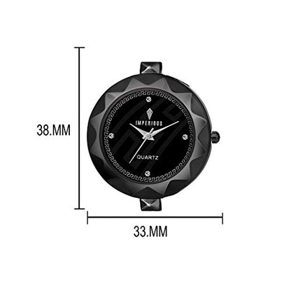 Imperious Analogue Women's Watch (Black Dial Black Colored Strap)