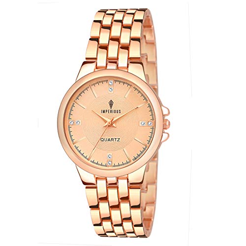 Imperious Round Dail Analogue Women's Wrist Watch-Gold