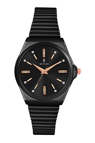 Imperious Stainless Steel Dial Wrist Watches for Women Stylish Belt Ladies Watch - Classic Black Water Resistant Womens Watches