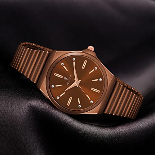 Imperious Stainless Steel Dial Wrist Watches for Women Stylish Belt Ladies Watch - Coffee Brown Water Resistant Womens Watches